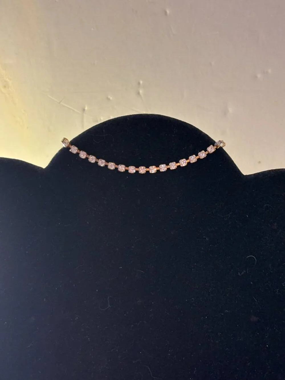 Vintage Gold Tone Cup Chain Rhinestone Tennis Bracelet